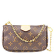 LOUIS VUITTON Pochette Accessoires Mini Monogram Canvas Chain Pouch Brown