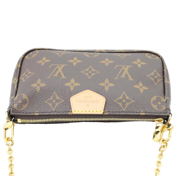 LOUIS VUITTON Pochette Accessoires Mini Monogram Canvas Chain Pouch Brown