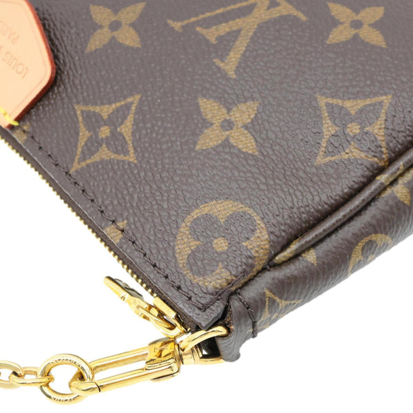 LOUIS VUITTON Pochette Accessoires Mini Monogram Canvas Chain Pouch Brown