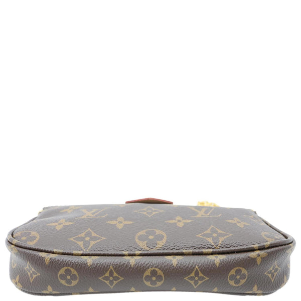 LOUIS VUITTON Pochette Accessoires Mini Monogram Canvas Chain Pouch Brown