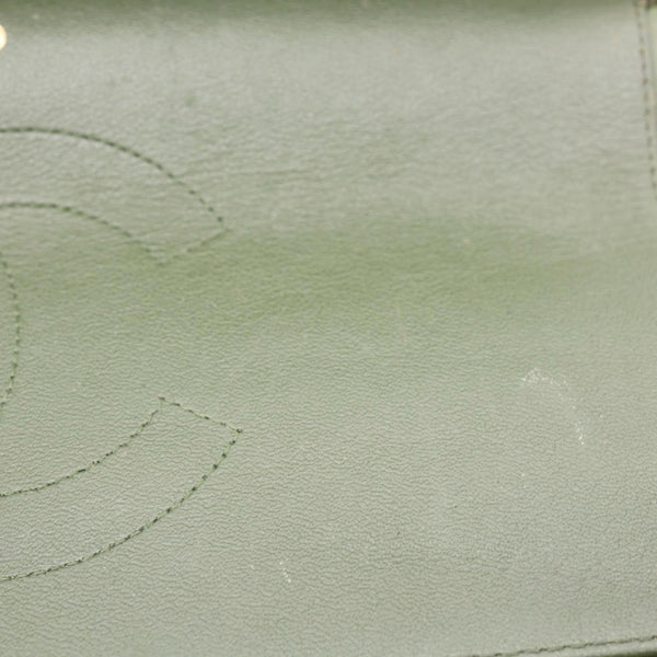 CHANEL Classic Jumbo Double Flap Quilted Lambskin Leather Shoulder Bag Green