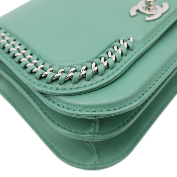 CHANEL Braided Chic Flap Leather Crossbody Bag Green