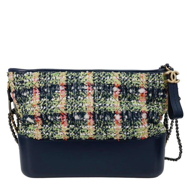 CHANEL Gabrielle Tweed Crossbody Bag Navy Blue