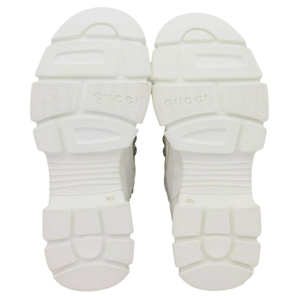 GUCCI Flashtrek Crystals Mesh Leather Sneakers White Size 10.5