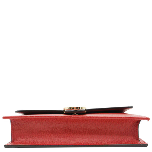 GUCCI Dollar Interlocking G Calfskin Leather Chain Wallet Crossbody Bag Red 510314