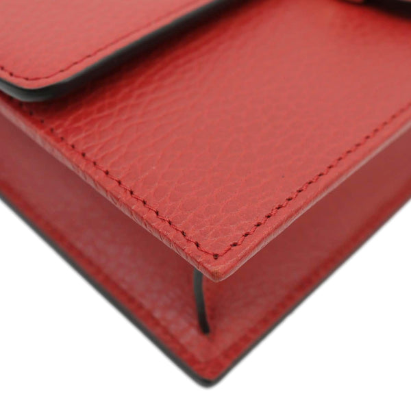 GUCCI Dollar Interlocking G Calfskin Leather Chain Wallet Crossbody Bag Red 510314