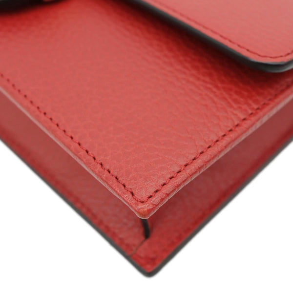 GUCCI Dollar Interlocking G Calfskin Leather Chain Wallet Crossbody Bag Red 510314