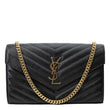 YVES SAINT LAURENT Cassandra Matelasse Grain De Poudre Chain Wallet Black