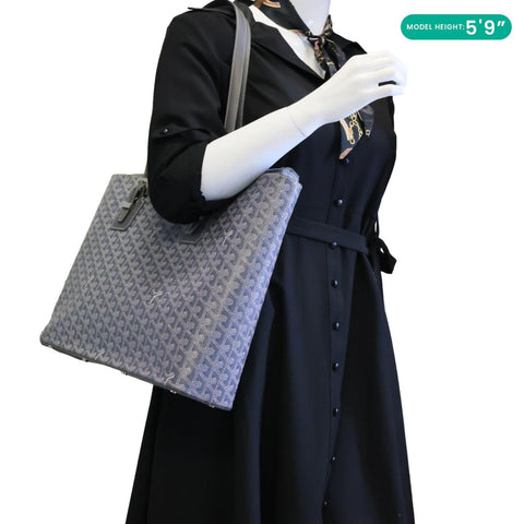 GOYARD Okinawa PM Chevron Print Canvas Tote Bag Grey