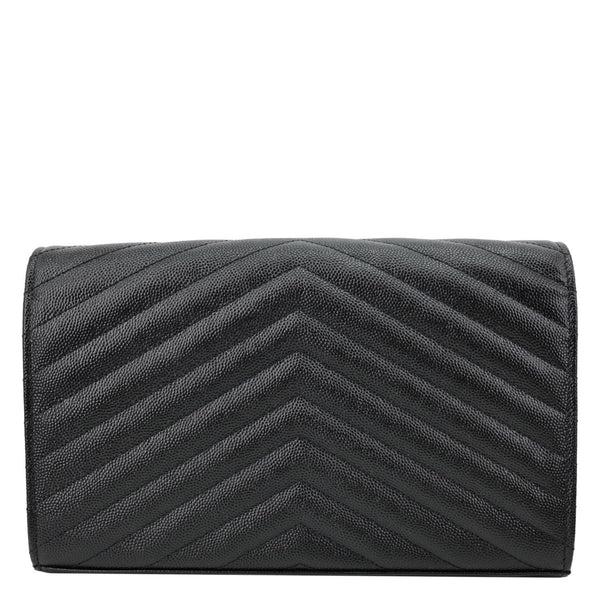 YVES SAINT LAURENT Cassandra Matelasse Grain De Poudre Chain Wallet Black