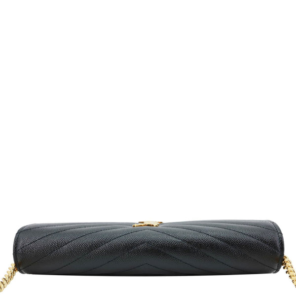 YVES SAINT LAURENT Cassandra Matelasse Grain De Poudre Chain Wallet Black