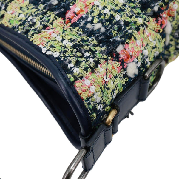 CHANEL Gabrielle Tweed Crossbody Bag Navy Blue