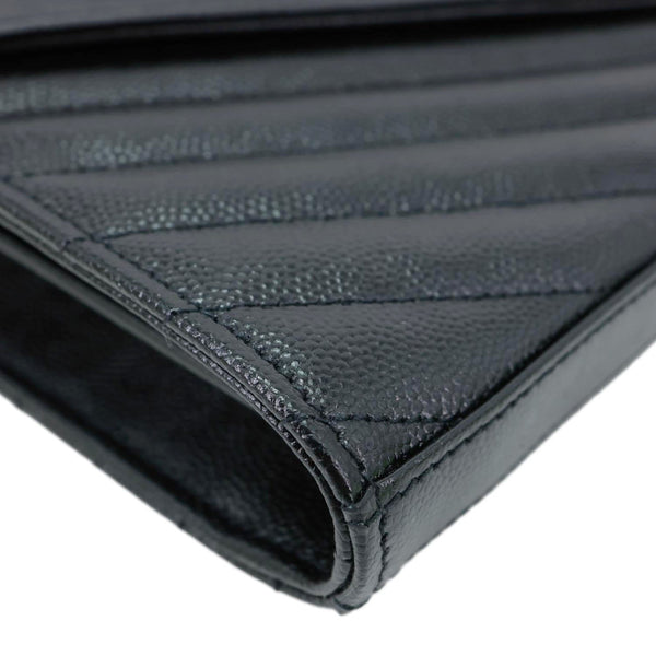 YVES SAINT LAURENT Cassandra Matelasse Grain De Poudre Chain Wallet Black