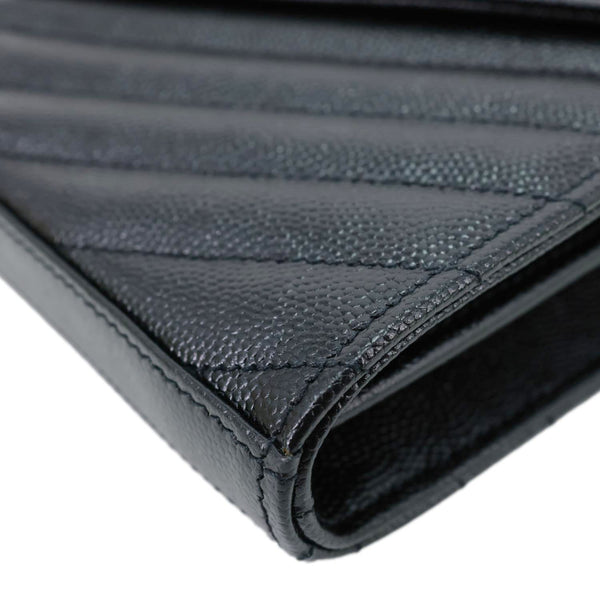 YVES SAINT LAURENT Cassandra Matelasse Grain De Poudre Chain Wallet Black