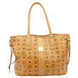 MCM Reversible Liz Medium Visetos Canvas Shopper Tote Bag Cognac