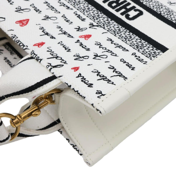 CHRISTIAN DIOR Book Small Dioramour Je Vous Adore Embroidered Canvas Tote Bag White