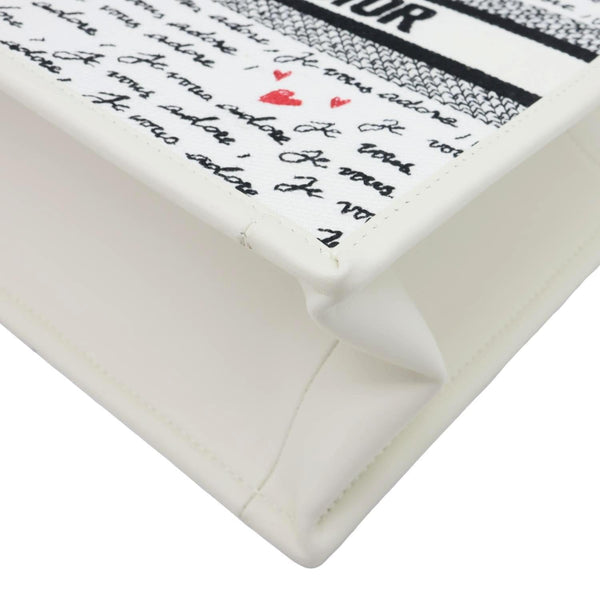 CHRISTIAN DIOR Book Small Dioramour Je Vous Adore Embroidered Canvas Tote Bag White