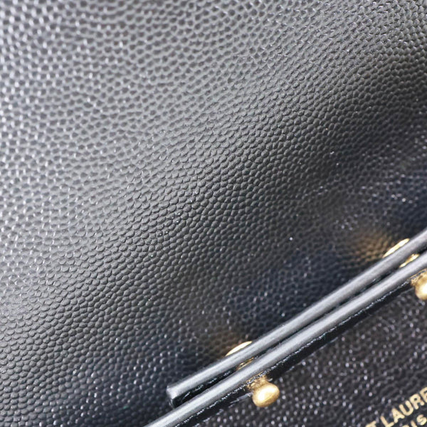 YVES SAINT LAURENT Cassandra Matelasse Grain De Poudre Chain Wallet Black