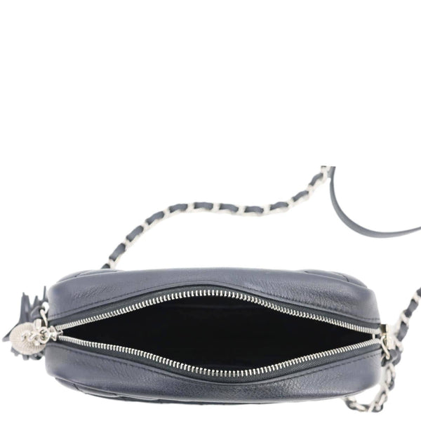 CHANEL CC Tassel Mini Diagonal Chevron Leather Camera Bag Black