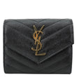 YVES SAINT LAURENT Cassandra Small Matelasse Grain De Poudre Compact Tri Fold Wallet Black