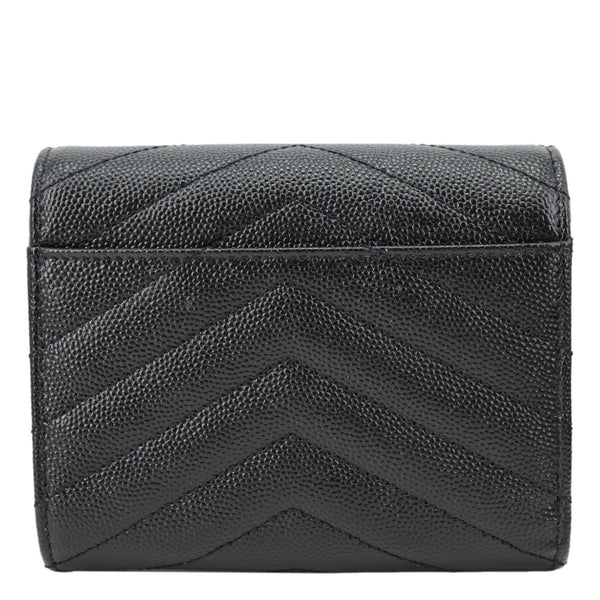 YVES SAINT LAURENT Cassandra Small Matelasse Grain De Poudre Compact Tri Fold Wallet Black