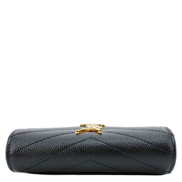 YVES SAINT LAURENT Cassandra Small Matelasse Grain De Poudre Compact Tri Fold Wallet Black