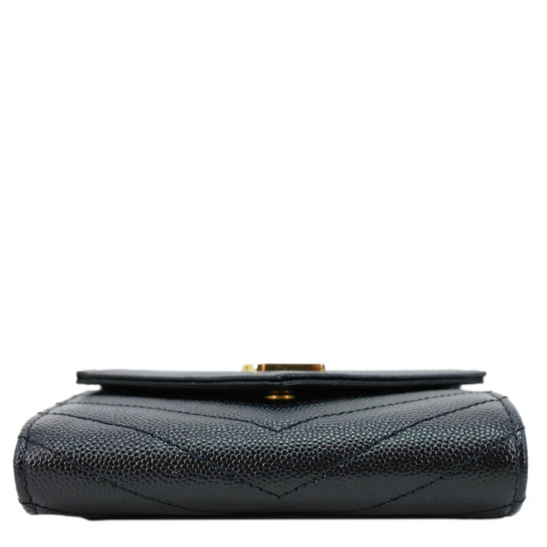 YVES SAINT LAURENT Cassandra Small Matelasse Grain De Poudre Compact Tri Fold Wallet Black