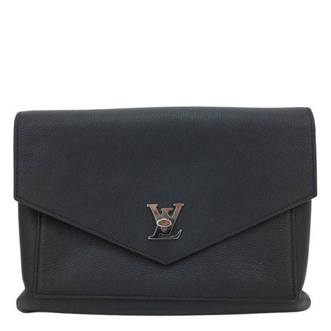 LOUIS VUITTON Mylockme Leather Chain Crossbody Bag Black