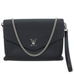 LOUIS VUITTON Mylockme Leather Chain Crossbody Bag Black
