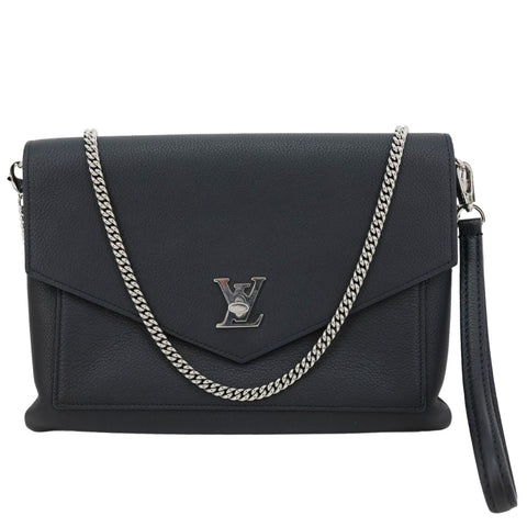 LOUIS VUITTON Mylockme Leather Chain Crossbody Bag Black