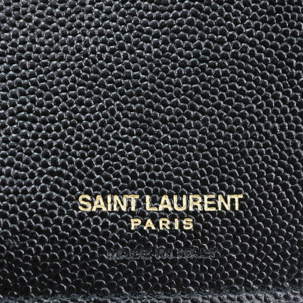 YVES SAINT LAURENT Cassandra Small Matelasse Grain De Poudre Compact Tri Fold Wallet Black