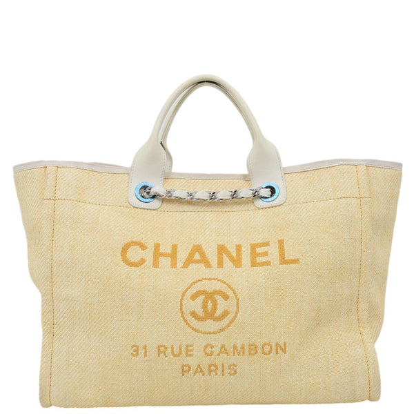 CHANEL Deauville Large Raffia Shopping Tote Bag Beige