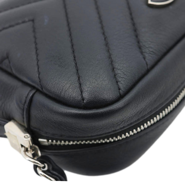 CHANEL CC Tassel Mini Diagonal Chevron Leather Camera Bag Black