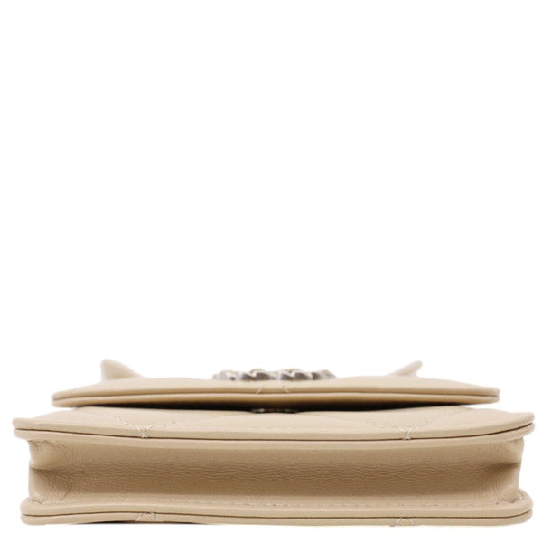 CHANEL 19 Flap Coin Purse Quilted Leather Chain Shoulder Bag Cream