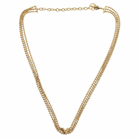 LOUIS VUITTON Essential V Choker Metal Necklace Gold