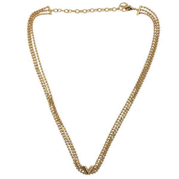 LOUIS VUITTON Essential V Choker Metal Necklace Gold