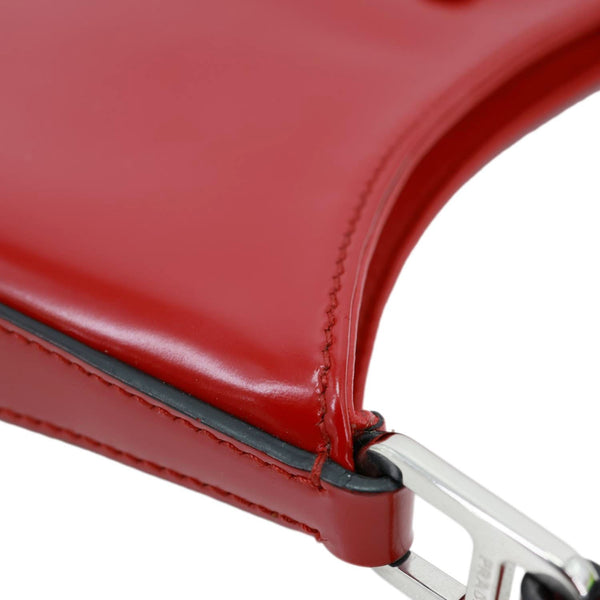 PRADA Cleo Brushed Leather Shoulder Bag Red