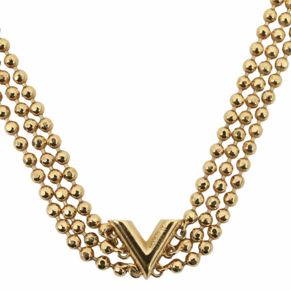 LOUIS VUITTON Essential V Choker Metal Necklace Gold