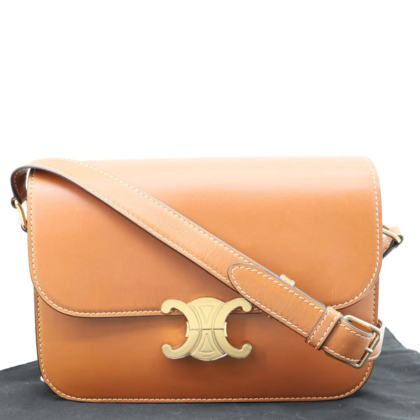 CELINE Triomphe Leather Shoulder Bag Brown
