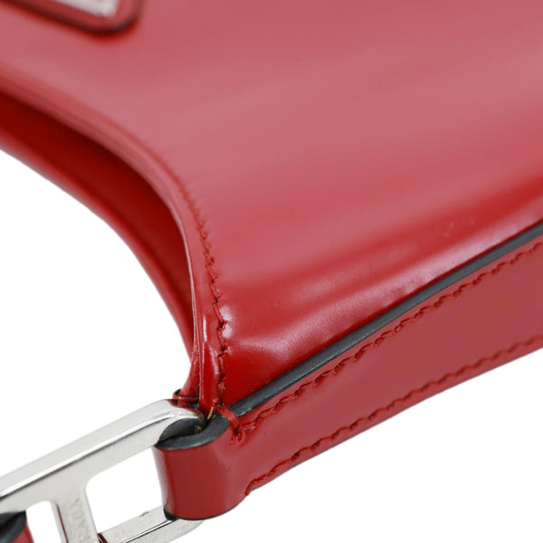 PRADA Cleo Brushed Leather Shoulder Bag Red
