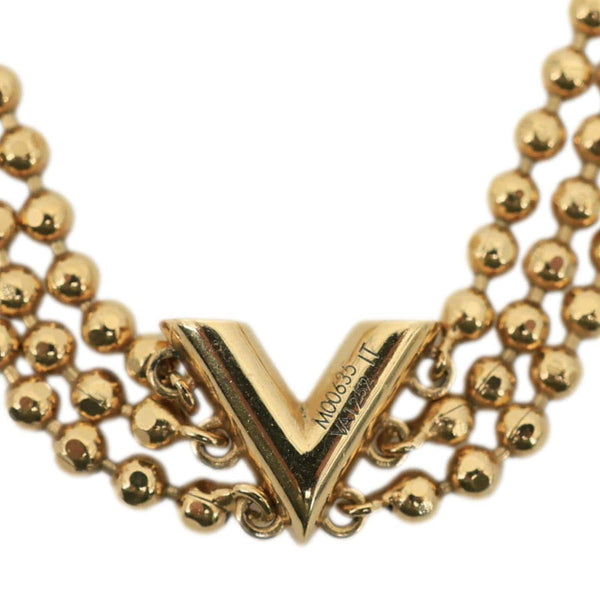 LOUIS VUITTON Essential V Choker Metal Necklace Gold