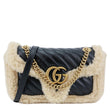 GUCCI GG Marmont Small Diagonal Wool Matelasse Calfskin Leather Shoulder Bag Black 443497