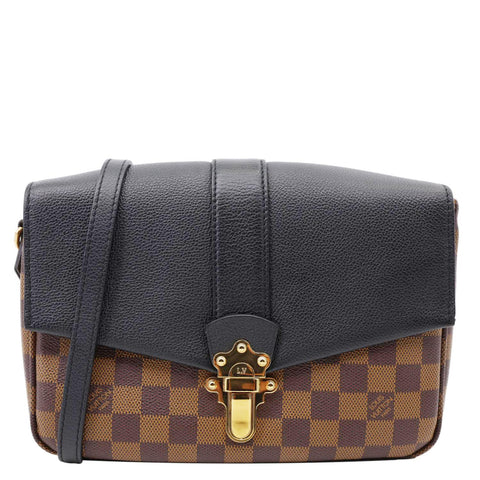 Louis Vuitton Clapton Damier Ebene Shoulder Bag Black