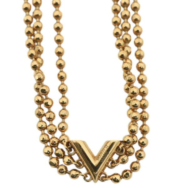 LOUIS VUITTON Essential V Choker Metal Necklace Gold