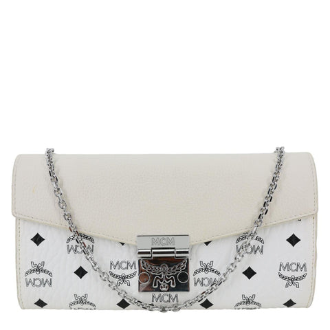 MCM Patricia Visetos Canvas Wallet On Chain White