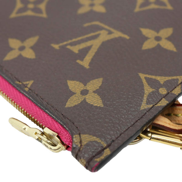 LOUIS VUITTON Neverfull Wristlet Monogram Canvas Pouch Brown