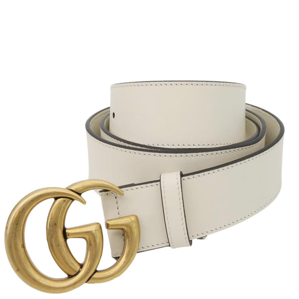 GUCCI Double G buckle Marmont Leather Belt Beige 400593 Size 105/42