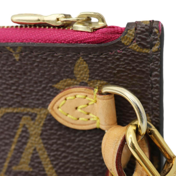 LOUIS VUITTON Neverfull Wristlet Monogram Canvas Pouch Brown