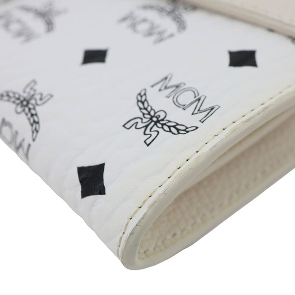 MCM Patricia Visetos Canvas Wallet On Chain White