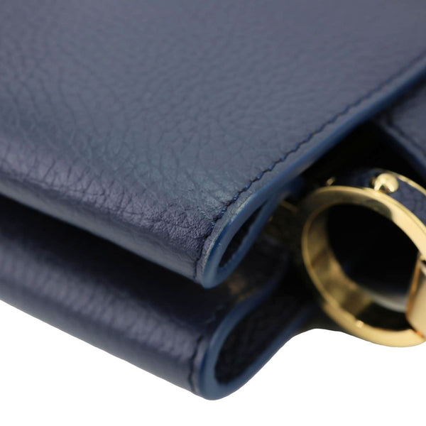 LOUIS VUITTON Capucines PM Taurillon Leather Shoulder Bag Navy Blue